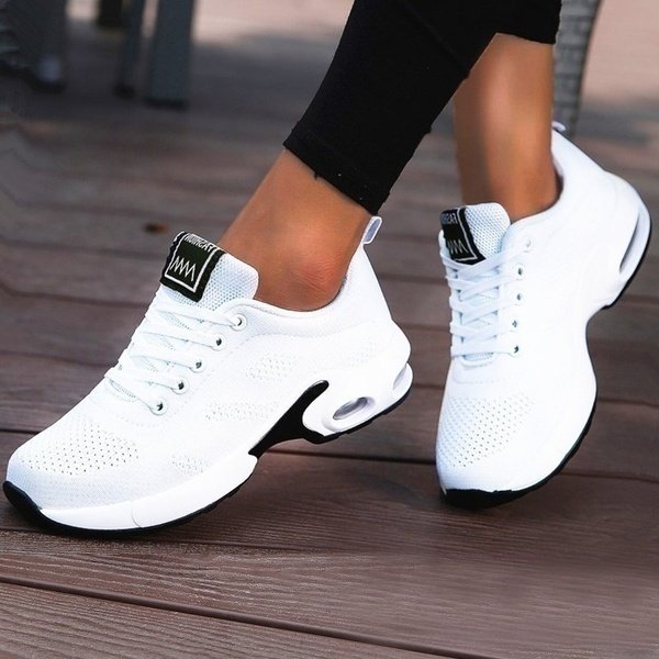 Women's Mesh Sneakers Lace-Up Air-Cushion Lightweight Breathable Walking Comfort