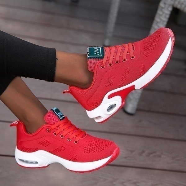 Women's Mesh Sneakers Lace-Up Air-Cushion Lightweight Breathable Walking Comfort