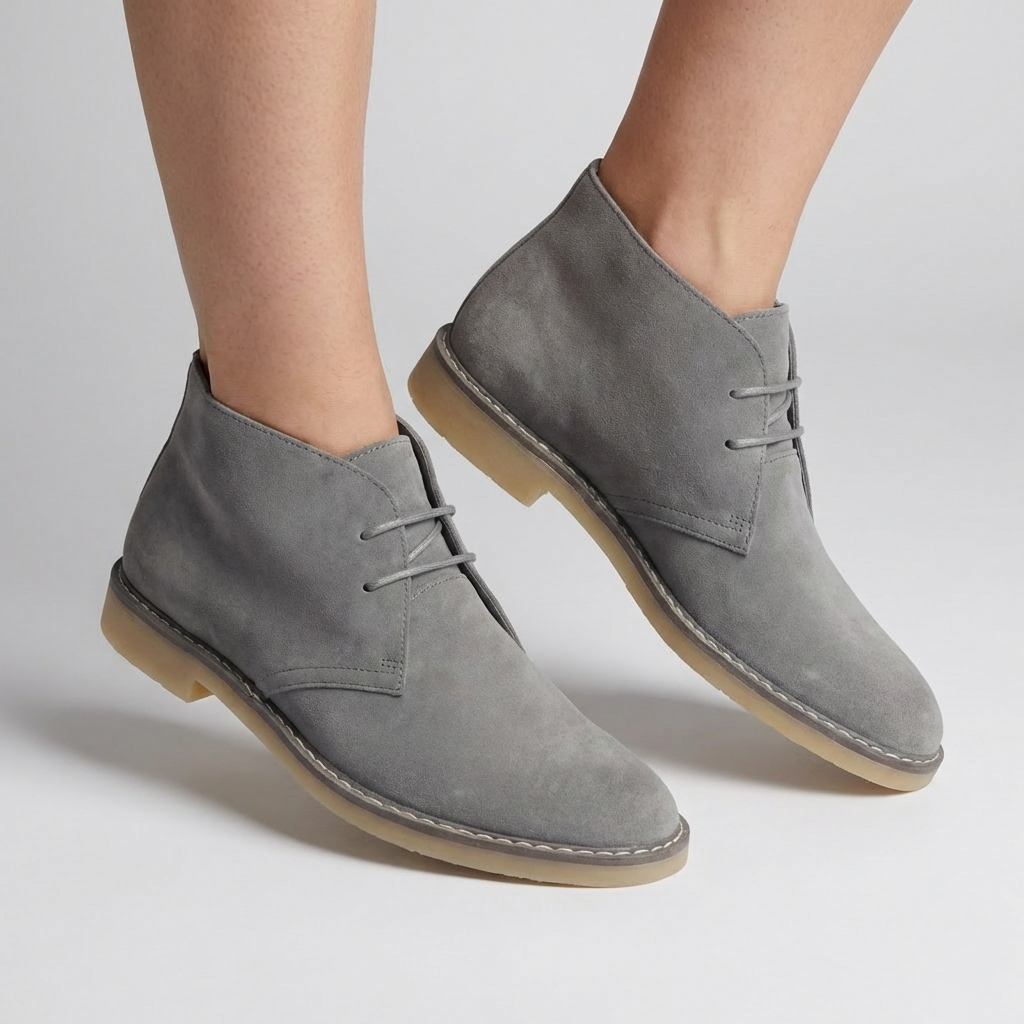 Men's Suede Lace-Up Chukka Desert Boots Round Toe Crepe Sole Ankle Boots