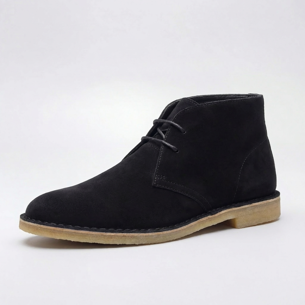 Men's Suede Lace-Up Chukka Desert Boots Round Toe Crepe Sole Ankle Boots