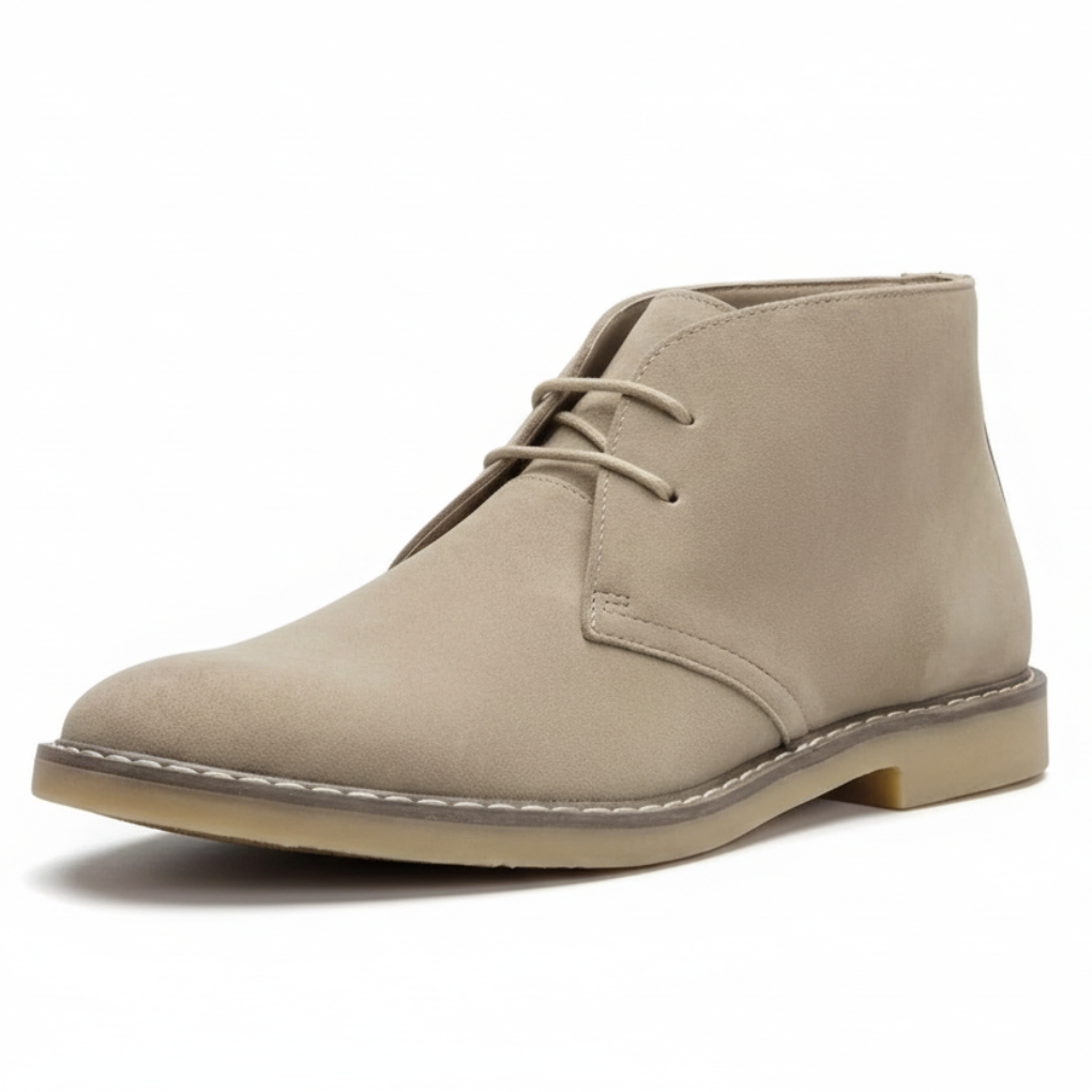 Men's Suede Lace-Up Chukka Desert Boots Round Toe Crepe Sole Ankle Boots