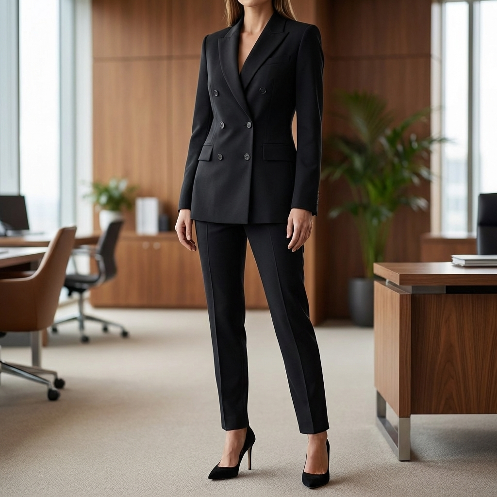 Women's Two-Piece Business Suit Set Notch Lapel Blazer Tailored Trousers Pant Suit