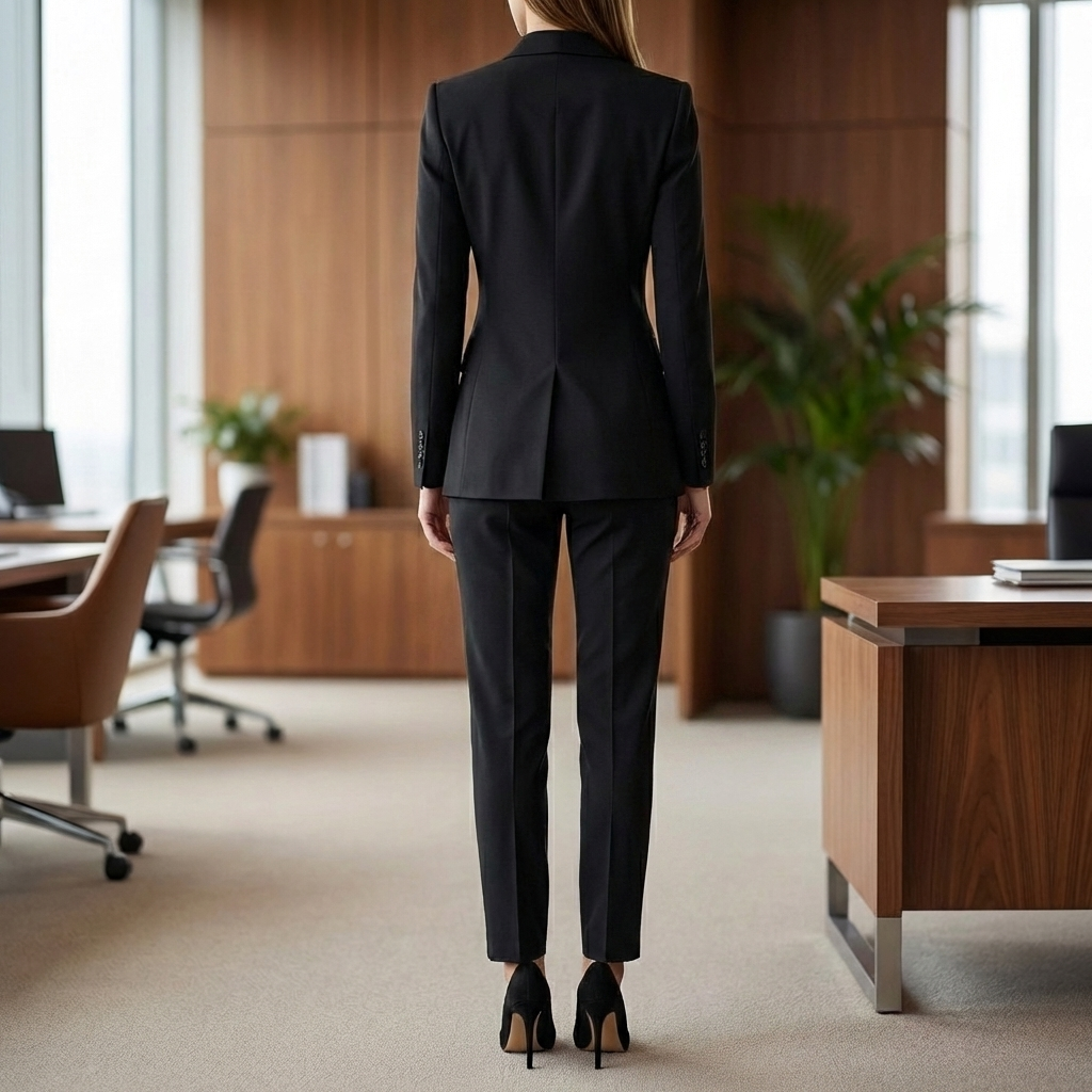 Women's Two-Piece Business Suit Set Notch Lapel Blazer Tailored Trousers Pant Suit