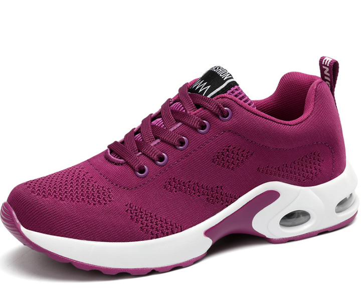 Women's Mesh Knit Sneakers Lace-Up Air-Cushion Lightweight Walking Comfort