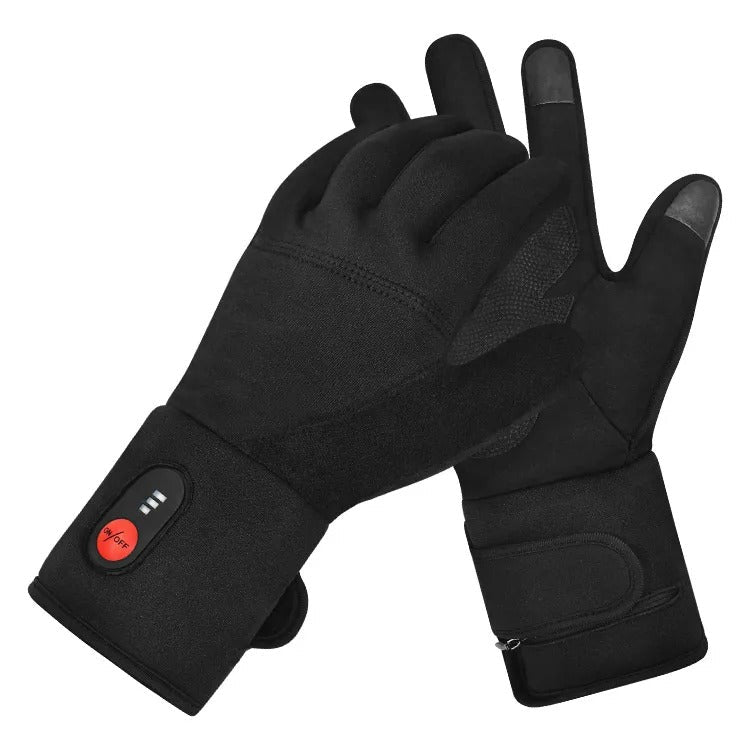 Black Heated Winter Gloves Rechargeable Ultra-Thin Touchscreen Breathable Thermal Liner