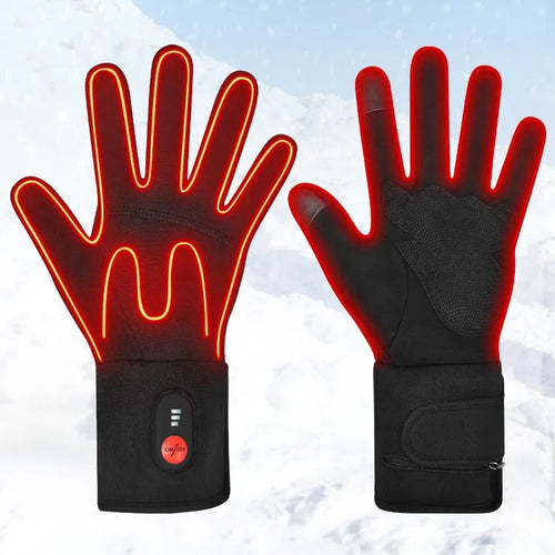 Black Heated Winter Gloves Rechargeable Ultra-Thin Touchscreen Breathable Thermal Liner