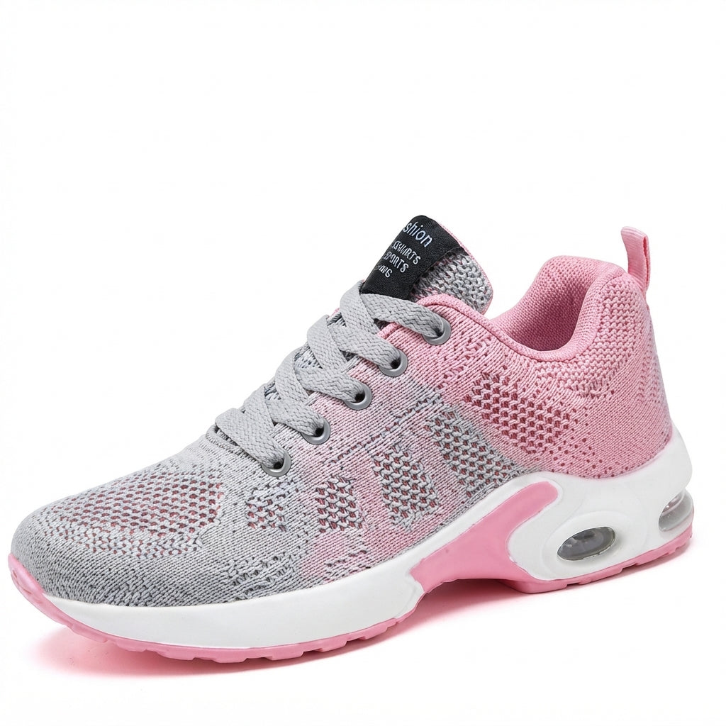 Women's Mesh Sneakers Lace-Up Air-Cushion Lightweight Breathable Walking Comfort