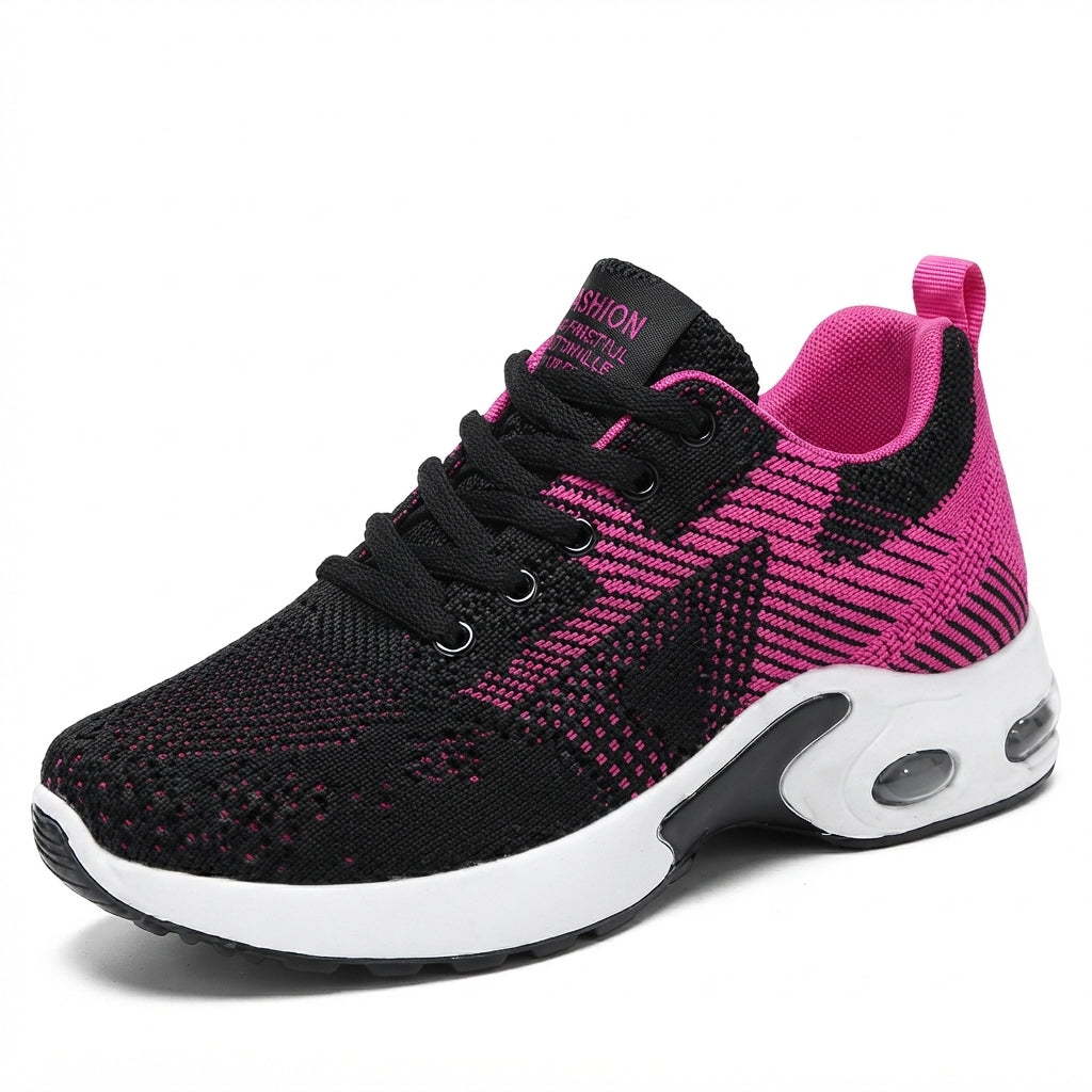 Women's Mesh Sneakers Lace-Up Air-Cushion Lightweight Breathable Walking Comfort