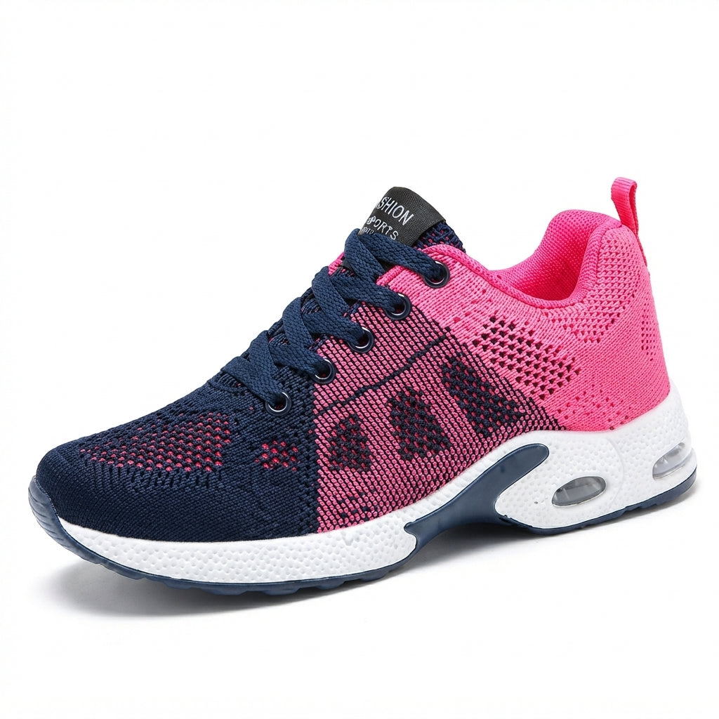 Women's Mesh Sneakers Lace-Up Air-Cushion Lightweight Breathable Walking Comfort