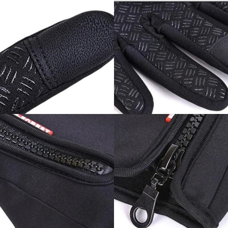 Black Thermal Winter Gloves Touchscreen Anti-Slip Windproof Zip Warm Cold-Weather