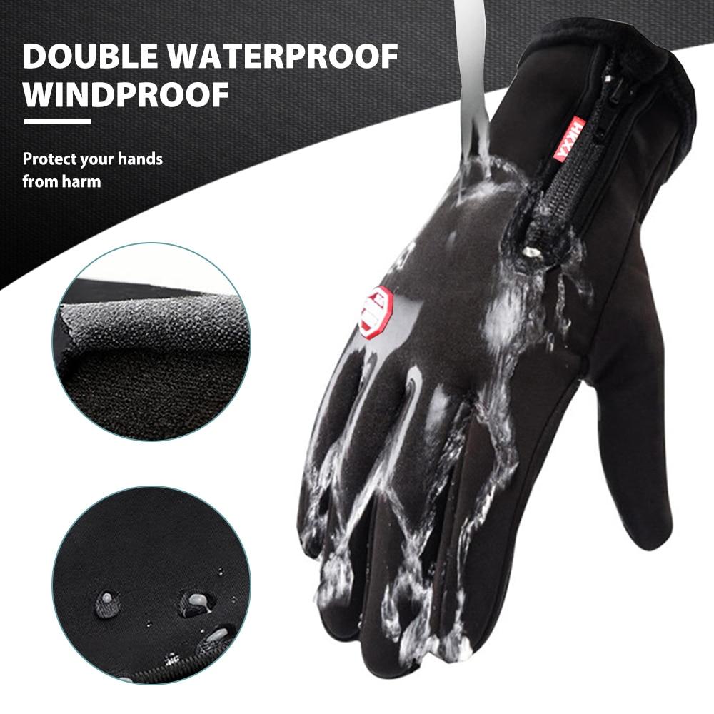 Black Thermal Winter Gloves Touchscreen Anti-Slip Windproof Zip Warm Cold-Weather