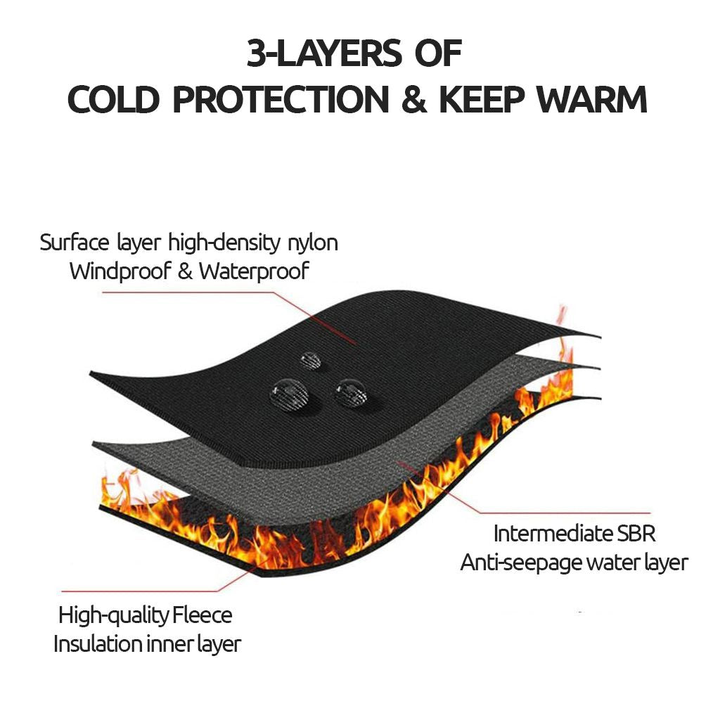 Black Thermal Winter Gloves Touchscreen Anti-Slip Windproof Zip Warm Cold-Weather
